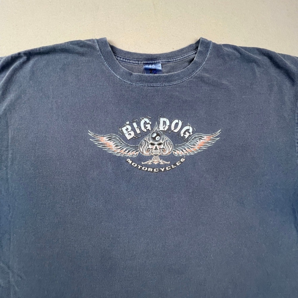 Big Dog Motorcycles T-Shirt Mens XXL Blue Skull 8-Ball Greensboro NC Biker Tee - Picture 13 of 14